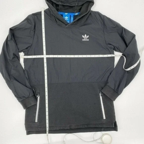 Adidas Men's Original Sport Luxe Mix Hoodie Trefoil Fleece Black Pullover Size M - Picture 11 of 11